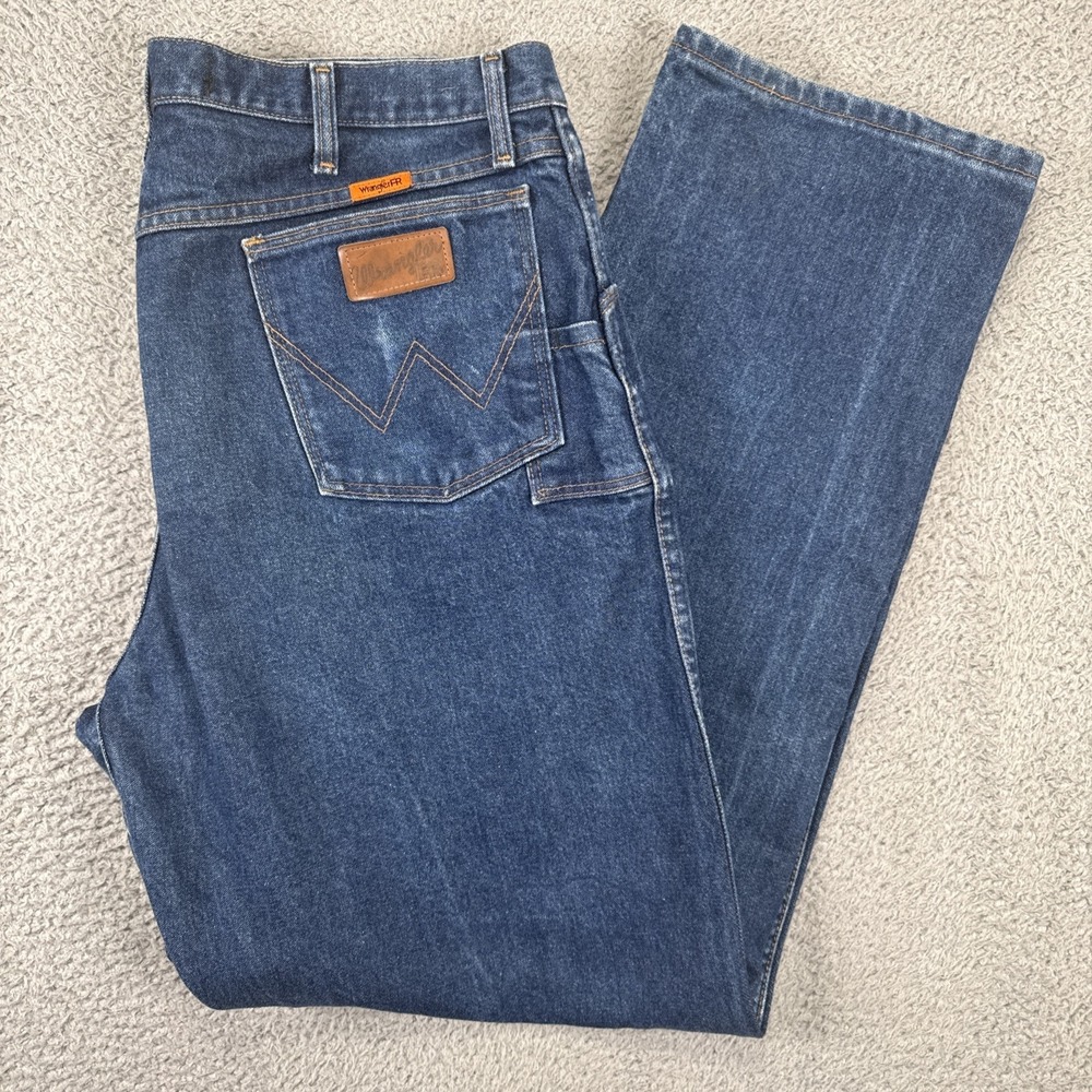 Wrangler FR Flame Resistant Jeans Mens 38x34 (38x33) Dark Wash Relaxed FR31MWZ